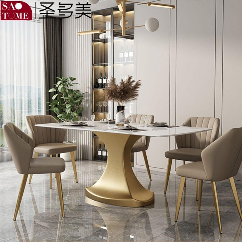 Modern High-Grade Rock Furniture Stainless Steel Titanium Dining Table