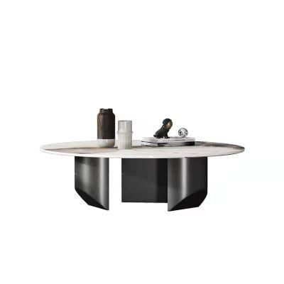 Modern Furniture Titanium Round Marble Stone Coffee Table