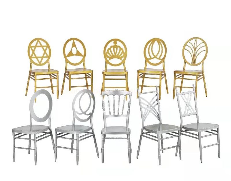 Stackable Chair Modern Back Flower Dining Restaurant Chair Wedding Furniture Middle East Tiffany Banquet Chair with Metal Cross Back