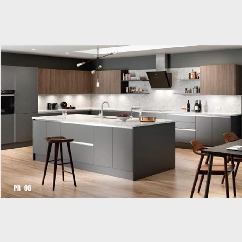 Black Matt Lacquer European Style Modular Kitchen Cabinet