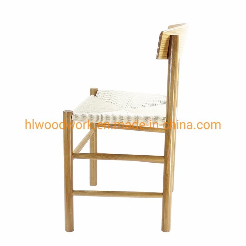 Modern Nodic Style Hotel and Restaurant Dining Wooden Chair Paper Roper Living Room Rattan Chair Oak Wood Frame Natural Color Dining Room Chair