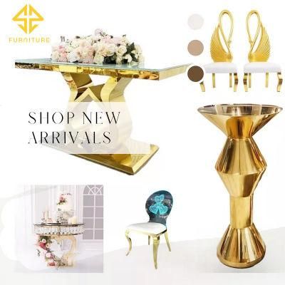 Modern Wedding Furniture Gold Design Stainless Steel Round Cake Table