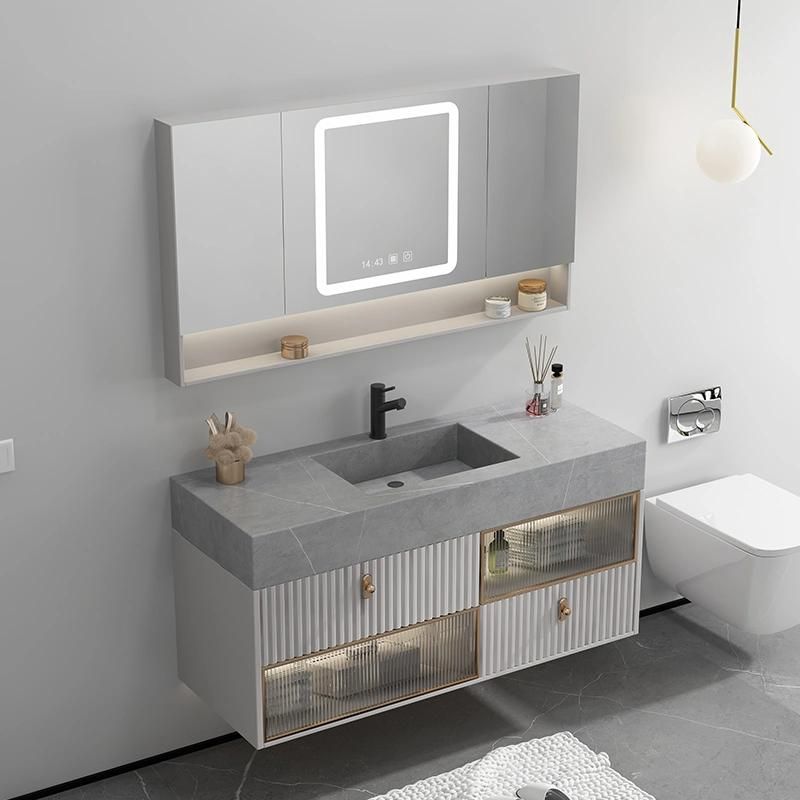 Modern Melamine Bathroom Cabinet with Marble Wash Basin