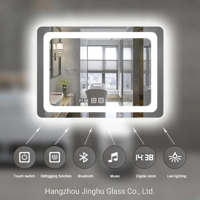 Home Decor Decorative Bathroom Mirror Rectangle Defogger Hotel LED Illuminated Bathroom Mirror with Touch Switch