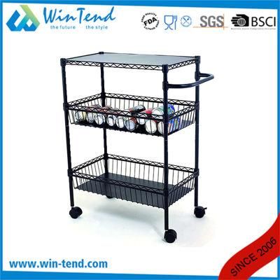 High Quality Powder Coating Colorful Metal Storage Trolley for Kitchen