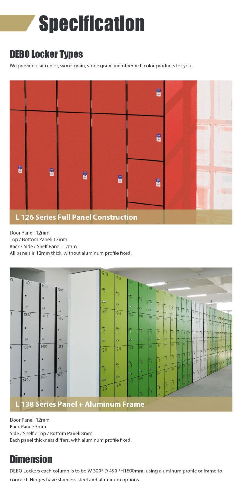 Modern Design 12mm HPL Compact Laminate 2 Door Cabinet Locker Without Screw