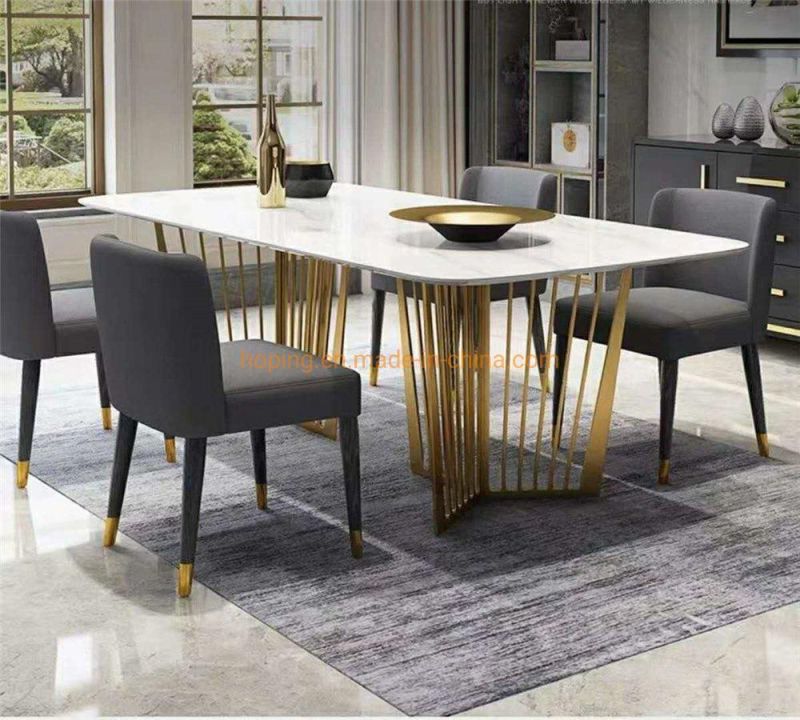 Modern Style Living Room Furniture Hotel Restaurant Metal White Top Dining Table