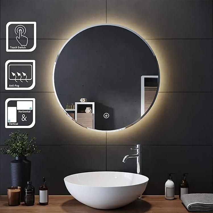 Miclion LED Bathroom Mirror Round Shape Wall Mounted Lighted Vanity Mirror Factory