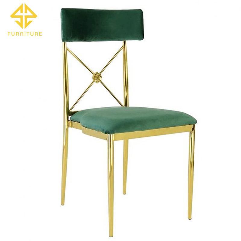 Luxury Style Stainless Steel Gold Upholsterd Dining Chair for Hotel