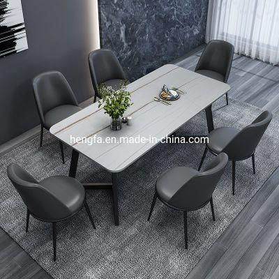 Modern Home Restaurant Furniture Set Special Metal Stainless Steel Frame Dining Room Marble Dining Table