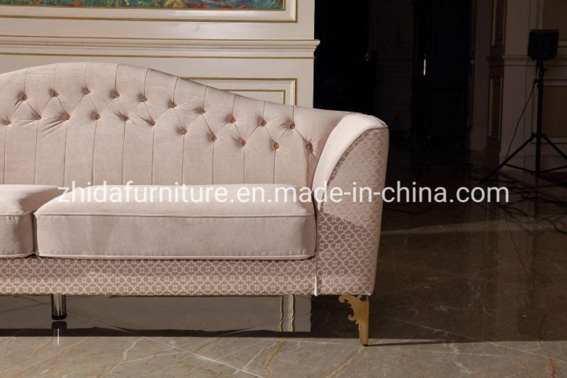 Zhida Chinese New Classical Home Furniture Supplier Villa Hotel Living Room Furniture American Style Elegant Velvet Sectional Sofa Furniture