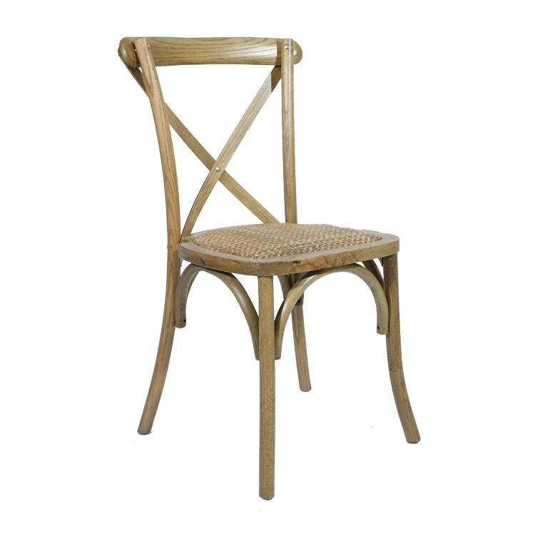 Hotel Furniture Stackable Solid Wood Cross Back Chair for Wedding Event