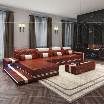 2022 Newly Designer Nordic Style Modern Hotel Office Wood Furniture Stylish Brown Leather Sofa