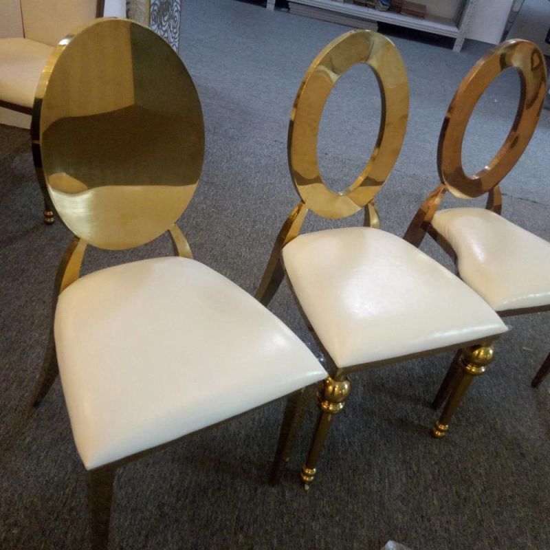 Roll Back Wedding Event Party Stacked Gold Stainless Steel Banquet Chair 300PCS. Bulk Price in Stock