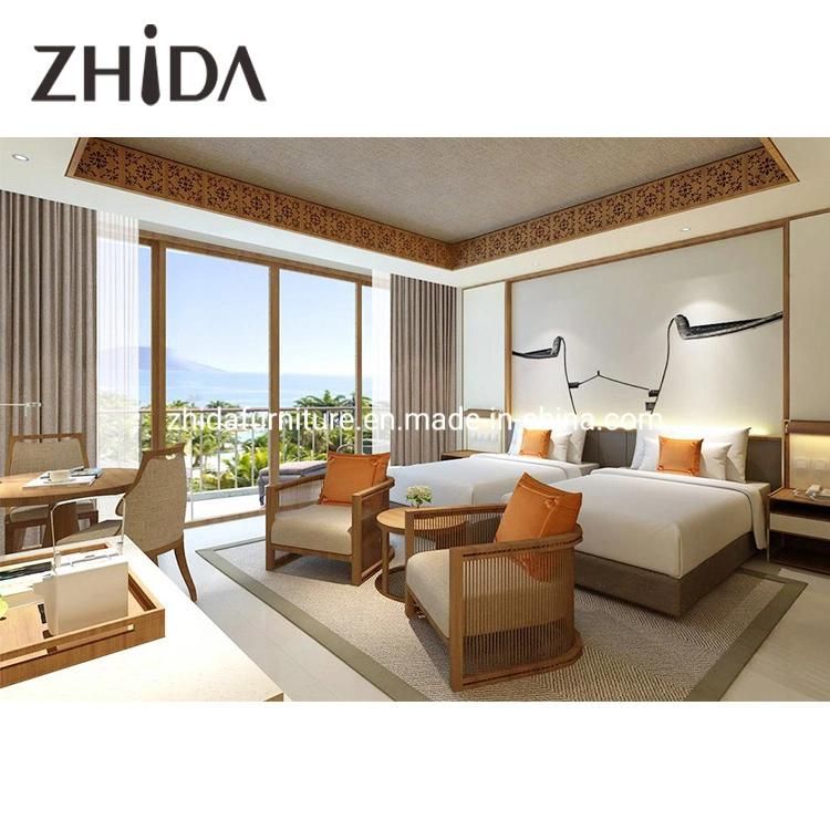 Customized Luxury Modern Wooden Hotel Furniture for Bedroom Set with Double Bed