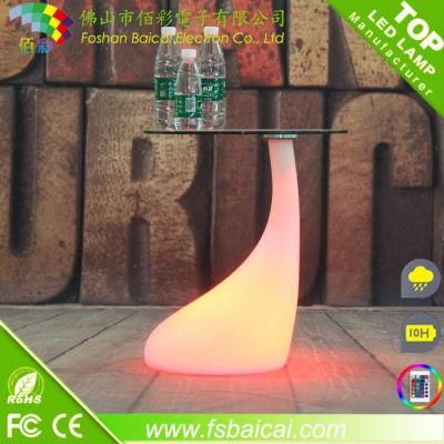 Nightclub LED Furniture Glowing Bar Table with Glass