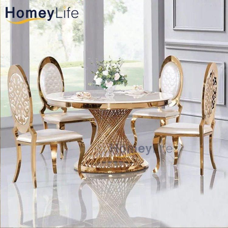 Italian Style Tea Table Modern Marble Top Gold Stainless Steel Coffee Table