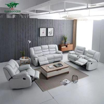 Chinese Top Grain Leather Living Room Sofa Chaise Sectional Wood Frame Recliner Leather Living Room Furniture