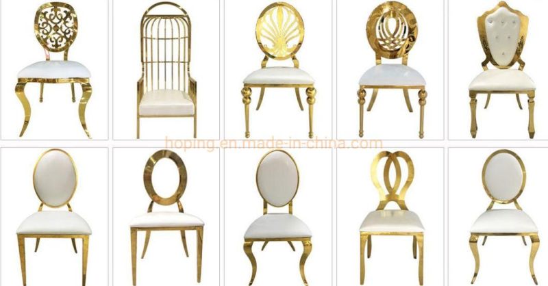 Modern Classic Furniture Design Dining Table and Chair Indor Chromed Gold Metal Royal Festival Folding Wedding Dining Chair Hotel Bedroom Furniture Sets