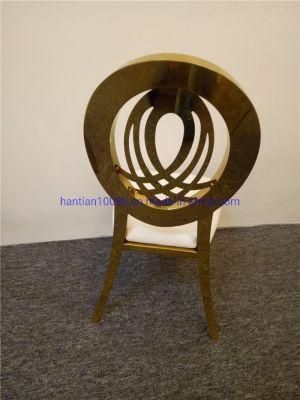 New Style Luxury Round Back Event Steel Chair Wedding Gold Color Chair Dining Banquet Chair