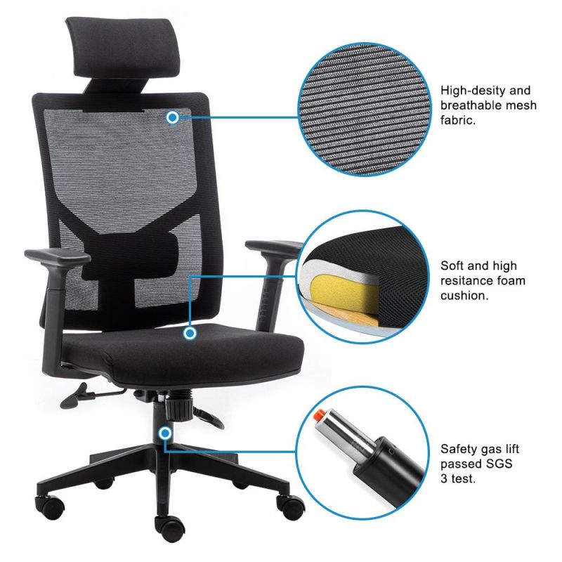 Modern Home Office Furniture Chair with Adjustable Sponge Lumbar Support Comfortable Thick Cushion High Back Computer Desk Chair Executive Office Chair