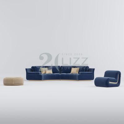 Factory Wholesale Modern Living Room Furniture Nordic Home Fabric 2 Seater Sofa with Leisure Single Velvet Chair