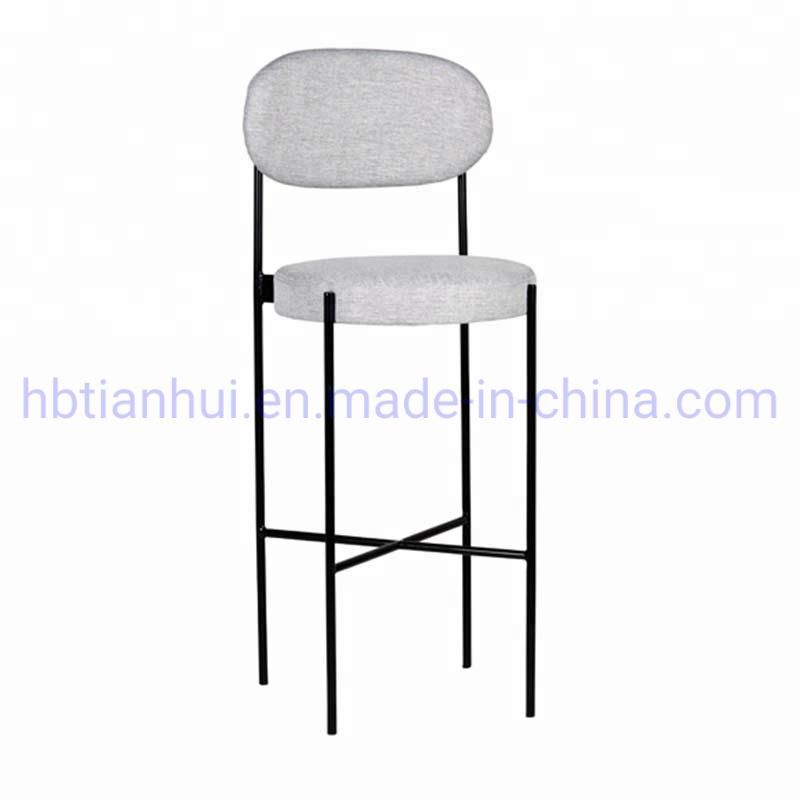 Modern Furniture Velvet Upholstered Bar Stool with Black Metal Frame Dining Chairs