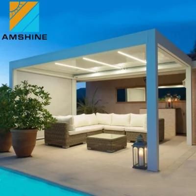 Modern Outdoor Aluminium Furniture Electric Open Roof Louvred Pergola Gazebo