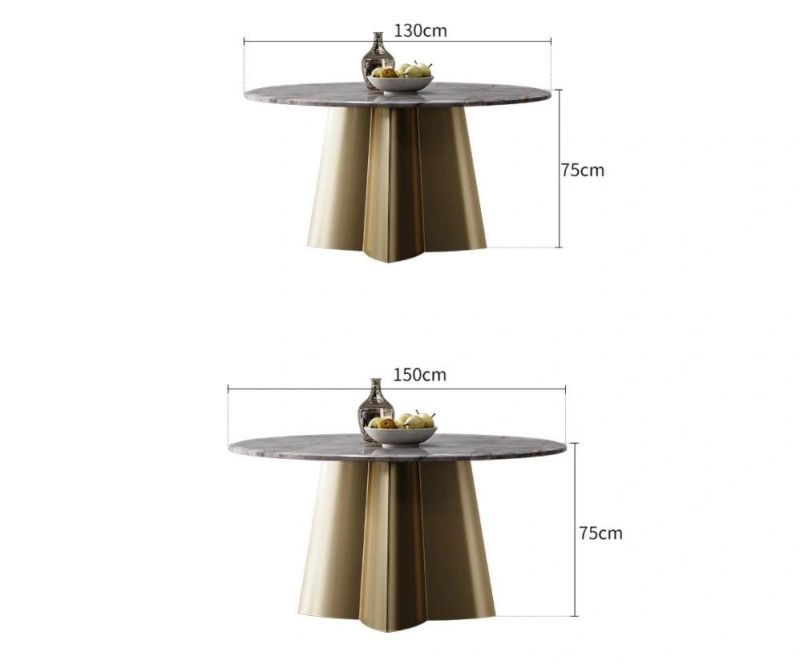 Modern Style Designs Marble Table Chrome Gold Feet Dining Table