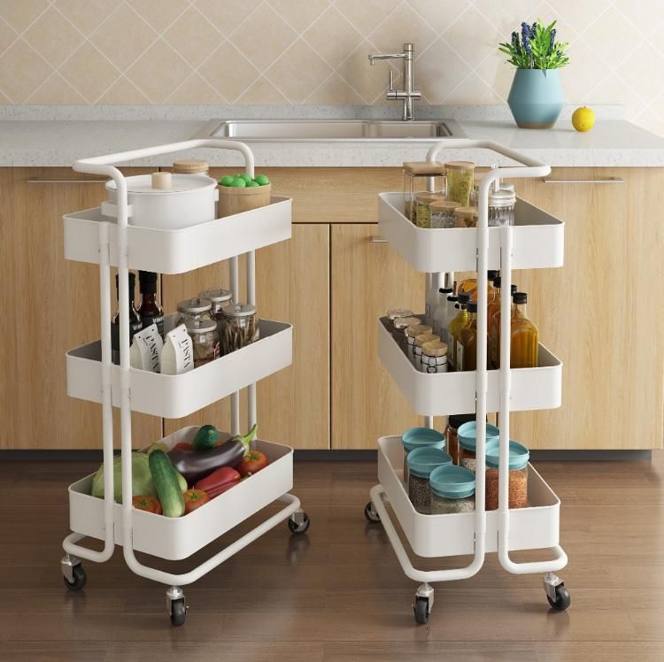 Useful Multi Functional Shelves Metal Steel Kitchen Household Storage Rack Shelf Trolley