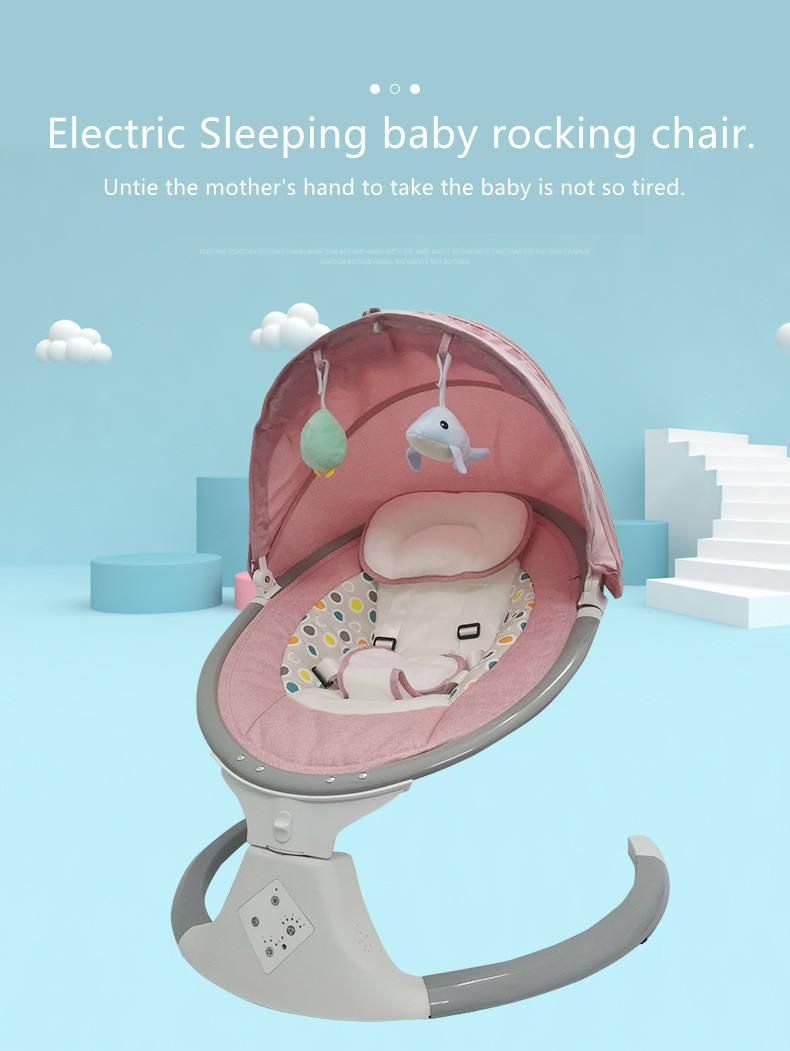 0-24 Month Electric Babies Rocking Chair Blue Tooth Remote Controlled Metal Frame Baby Rocking Chair for Sale