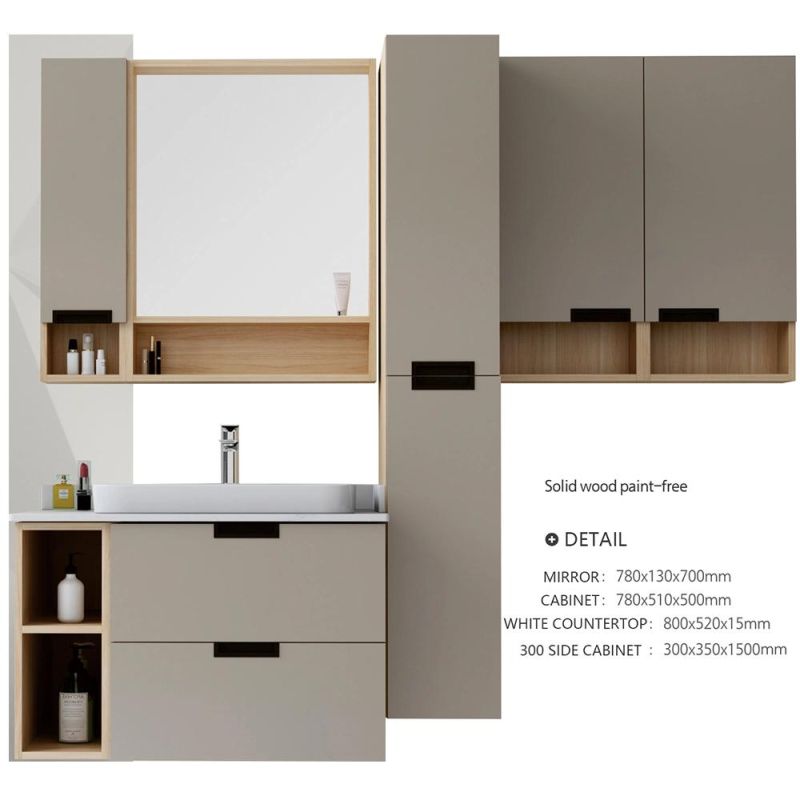 Luxury Solid Wood Paint-Free Europe Vanity Bathroom Vanities Modern