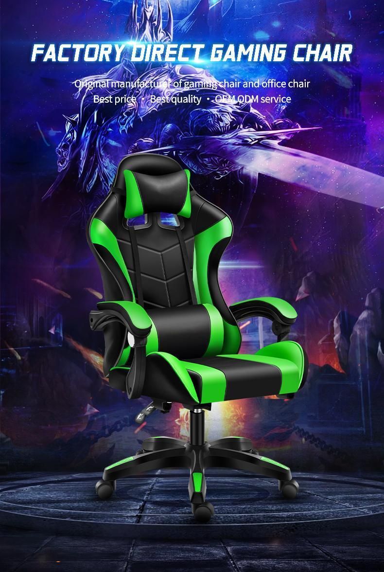 New High Back Home Office Ergonomic CE Approval Silla Gamer Chair Adult Modern Green Racing Gaming Chair