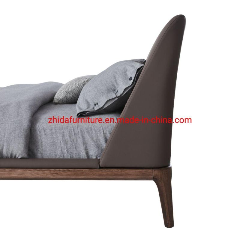 Chinese Hotel Home King Size Solid Wood Frame Modern Leather Bed