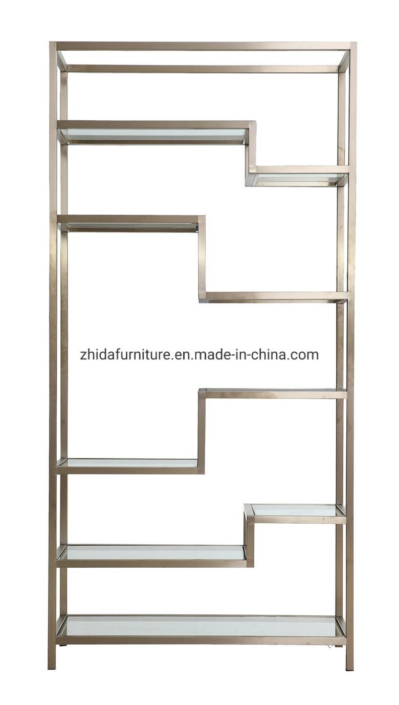 Metal Living Room Furniture Glass Cabinet with Gold Color