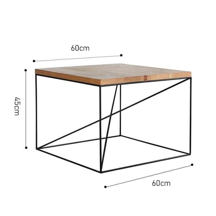 Nordic Home Furniture Square Wood Coffee Tea Table with Metal Frame