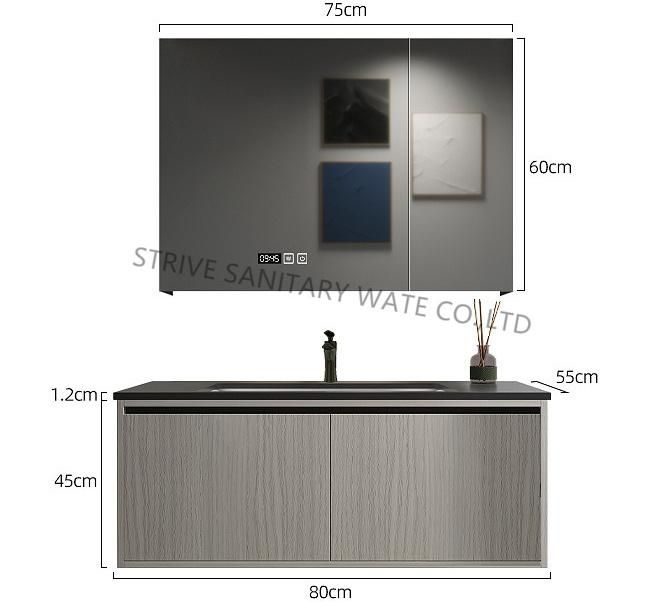 Modern Luxury Wall Mounted Bathroom Vanity with Touch Switch LED Mirror