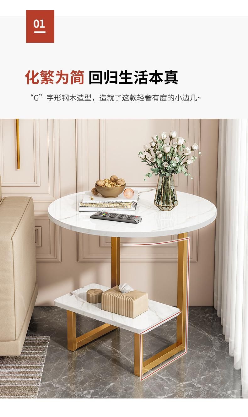 Modern Home Furniture TV Stand Coffee Table Home Living Room Furniture Modern Stainless Steel Gold Plating Legs Marble Top Coffee Table