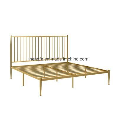 Hotel Villa Industrial Bedroom Furniture Stainless Steel Modern King Bed