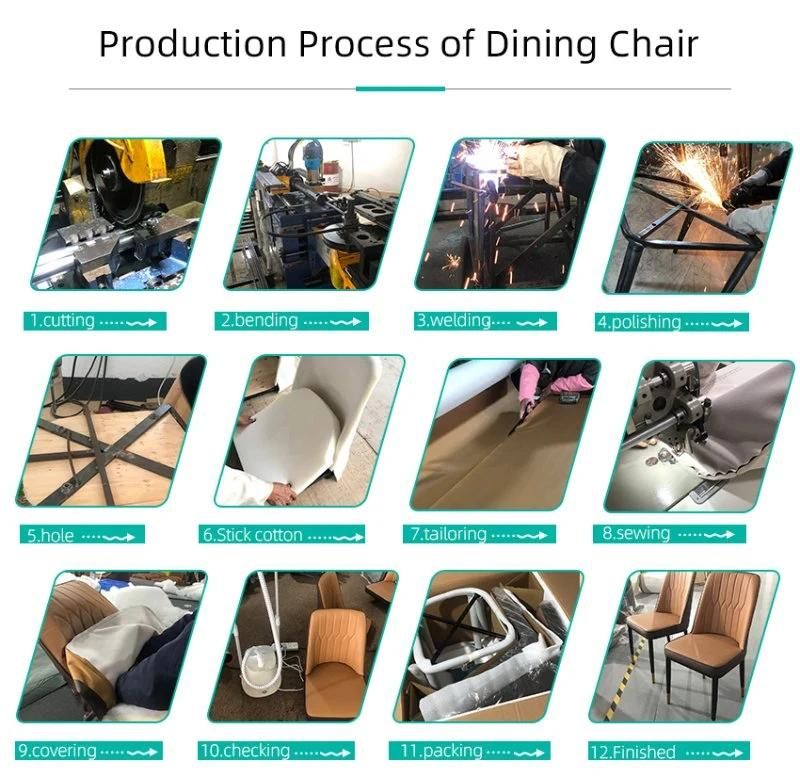 Wholesale High Quality Dining Room Furniture Modern Leather Cushion Metal Restaurant Chairs