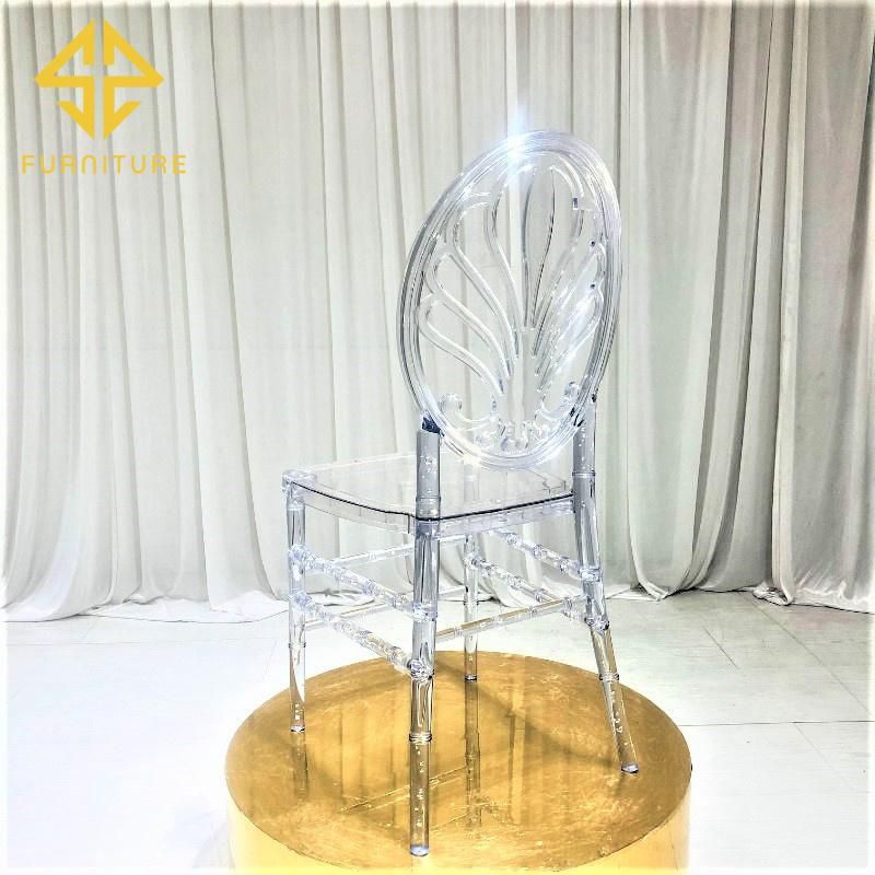 Modern Flowery Back Decoration Plastic Chairs for Event Wedding Use