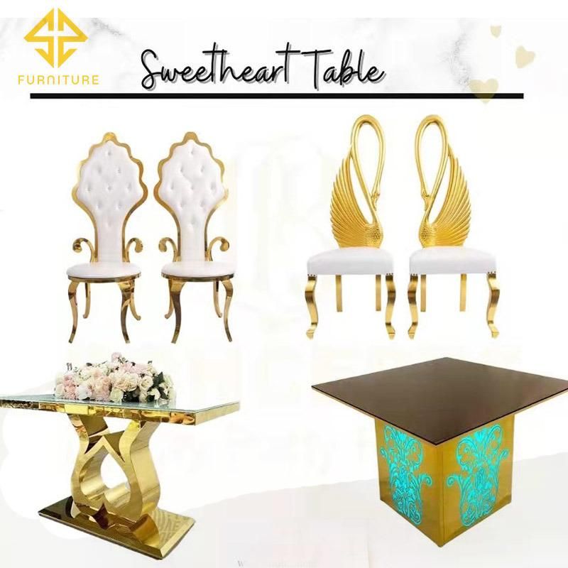 Modern Wedding Furniture Gold Design Stainless Steel Round Cake Table