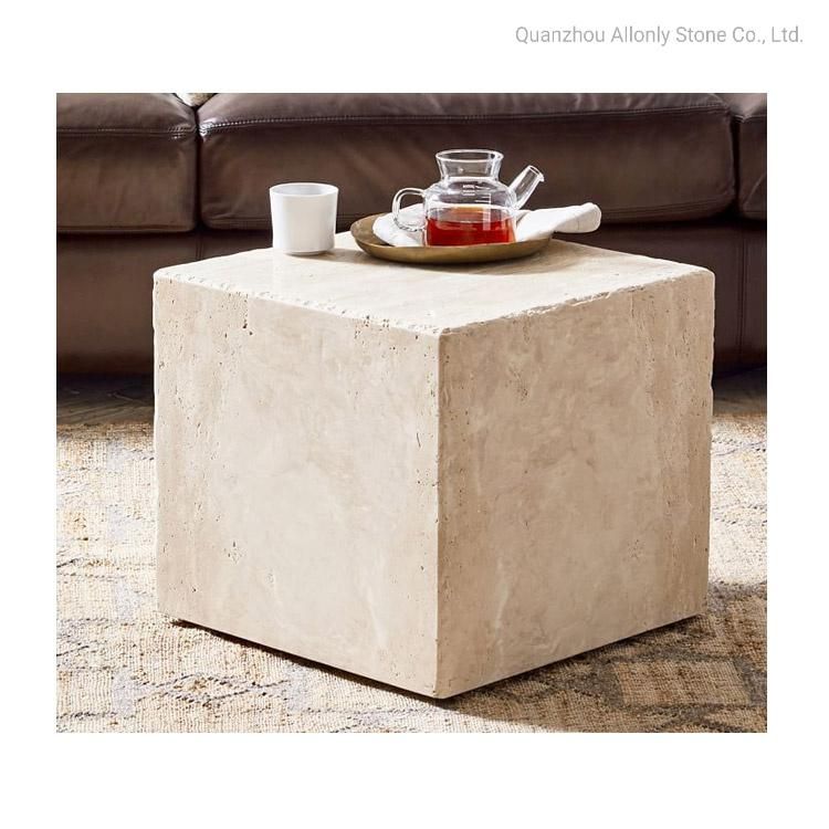 Modern Bedroom Natural Marble Pedestal Display Stone Side Tables