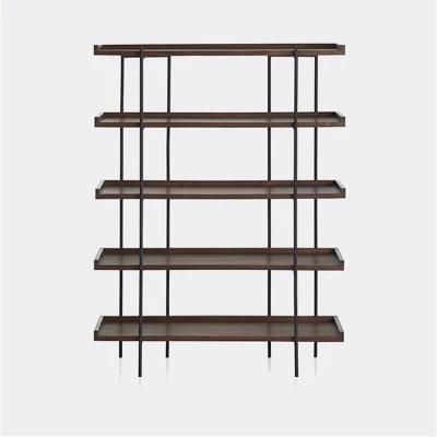 Nordic Modern Solid Wood Display Rack Wrought Iron Floor-Standing Shelf 0591