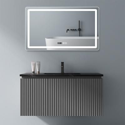 Made in China Wall Mounted Modern Style Hot Selling Bathroom Furniture Vanity with Rock Plate Basin