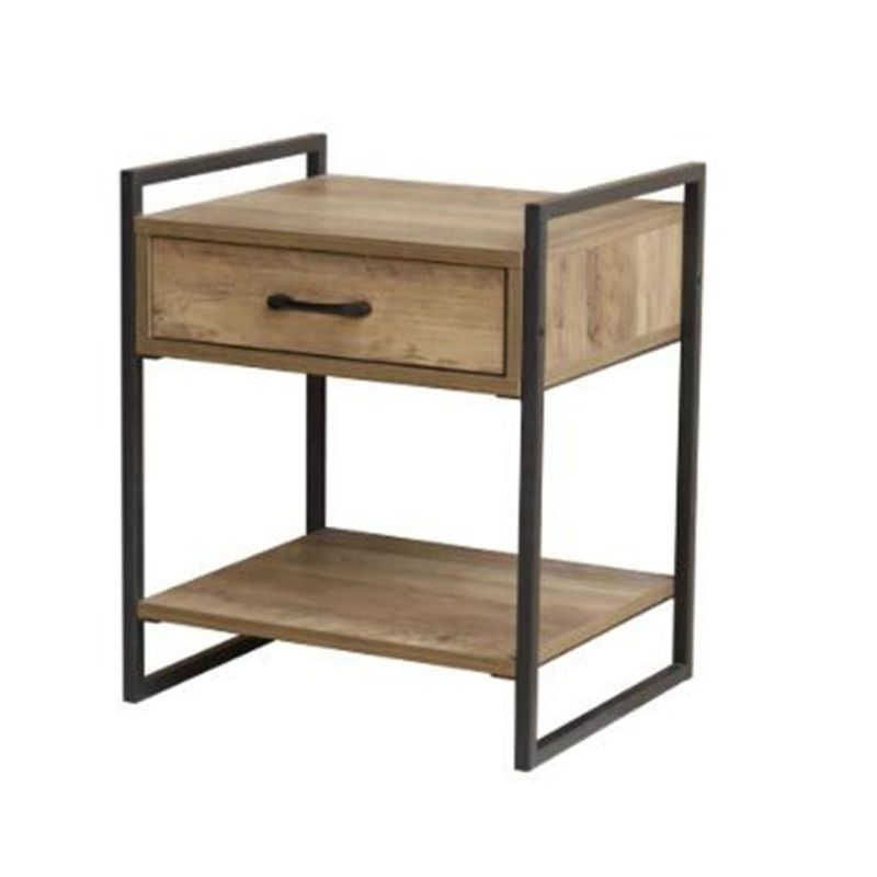 Modern Industrial Retro Style 1 Drawer Metal Nightstand Living Room Furniture