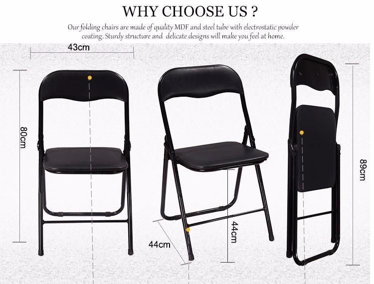 Wedding Chair Durable Custom Portable Strong Metal Frame Leather Padded Diningfolding Chair