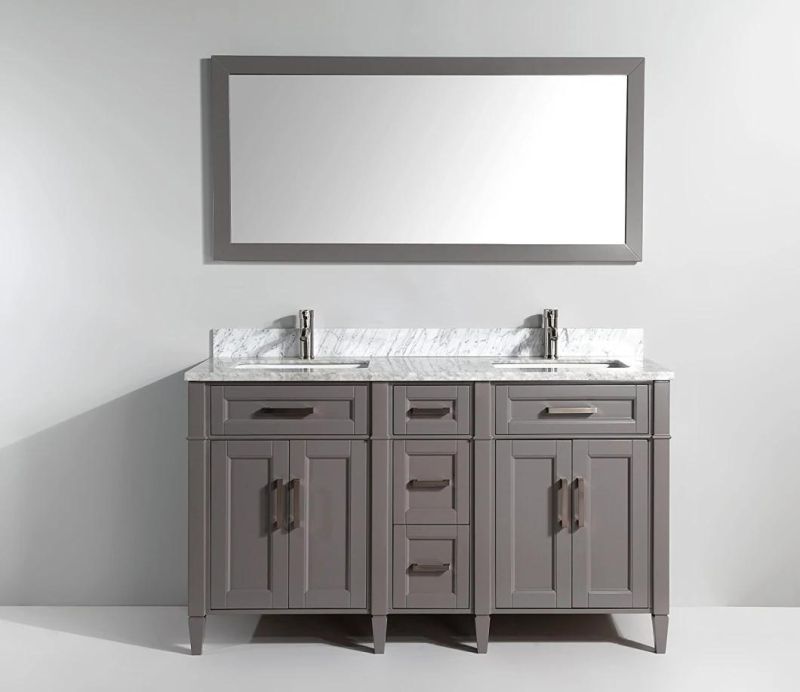 Wholesale New Design Grey 60" Double Sink Bathroom Cabinet