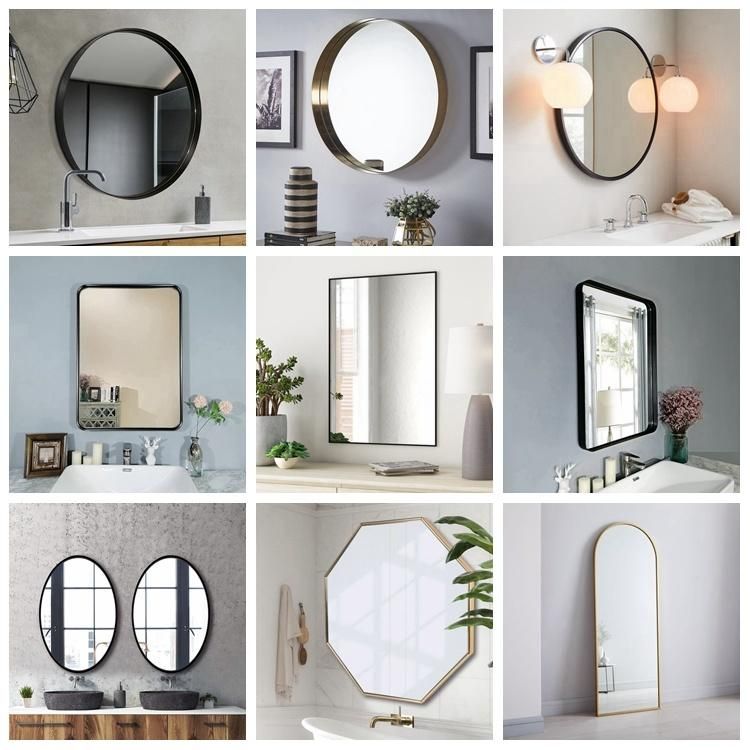 Home Decoration Round Rectangle Framed Mirror Beauty Salon Mirrors Bathroom Vanity Mirror