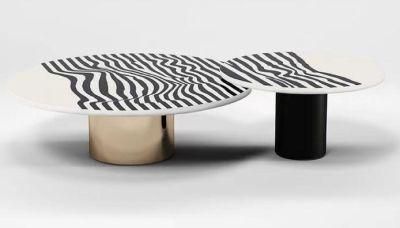 Classic Stainless Steel Furniture Marble Tea Table